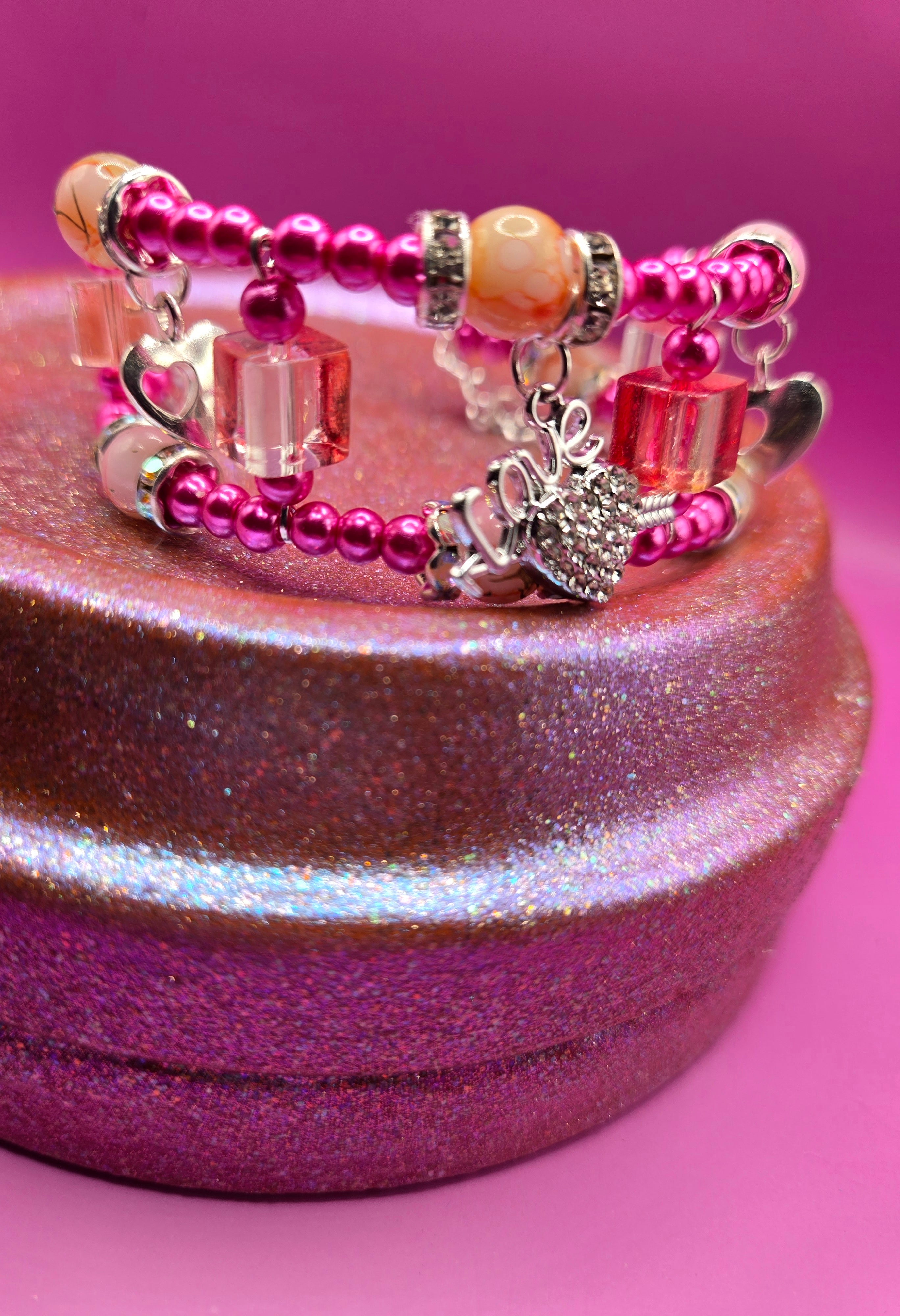Double Layered Beaded Metal Bracelet